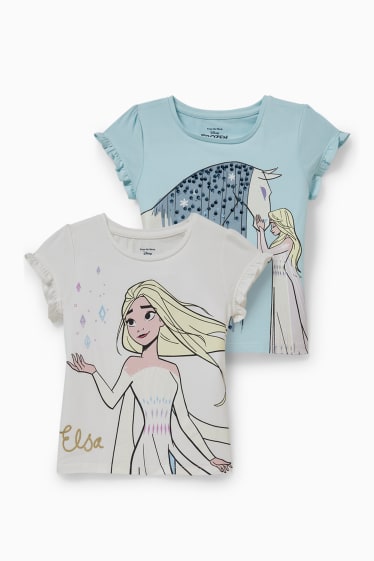 Enfants - Lot de 2 - La Reine des Neiges - T-shirts - bleu clair