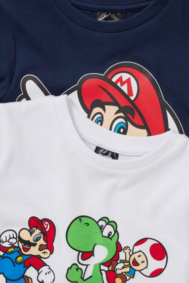 Kinderen - Set van 2 - Super Mario - T-shirt - donkerblauw