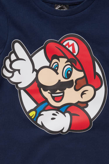 Niños - Pack de 2 - Super Mario - camisetas de manga corta - azul oscuro