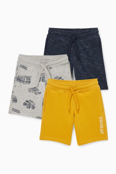 Enfants garçons - Lot de 3 - bermudas en molleton - jaune