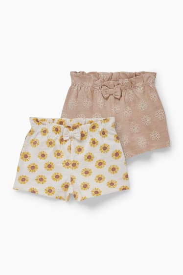 Bébés - Lot de 2 - shorts bébé - à fleurs - blanc crème
