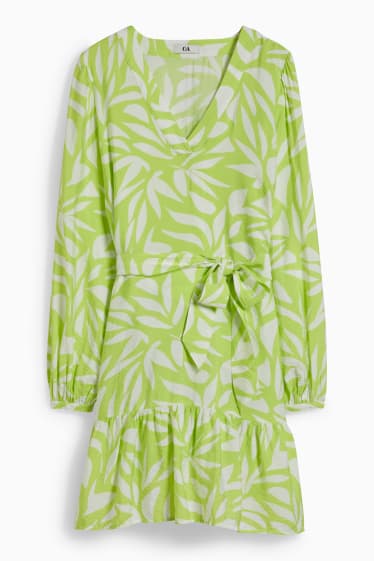 Femmes - Robe évasée - à motif - vert clair