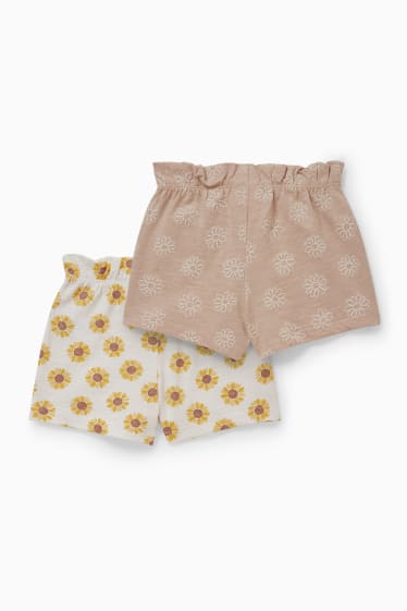 Bébés - Lot de 2 - shorts bébé - à fleurs - blanc crème