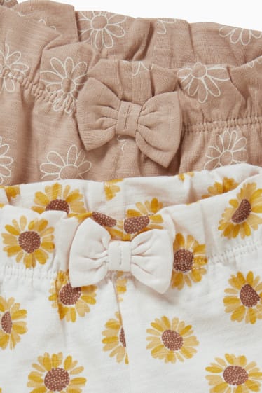 Niemowlęta - Wielopak, 2 pary - szorty niemowlęce - w kwiaty - kremowobiały