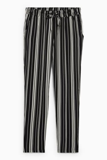 Dona - Pantalons de tela - high waist - tapered fit - negre/blanc