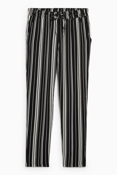 Donna - Pantaloni di stoffa - vita alta - tapered fit - nero / bianco