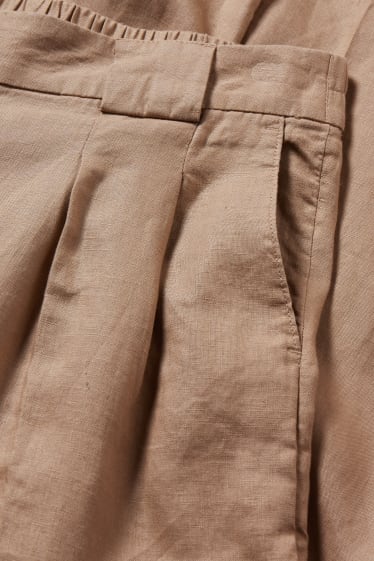 Femmes - Pantalon de lin - high waist - wide leg - beige