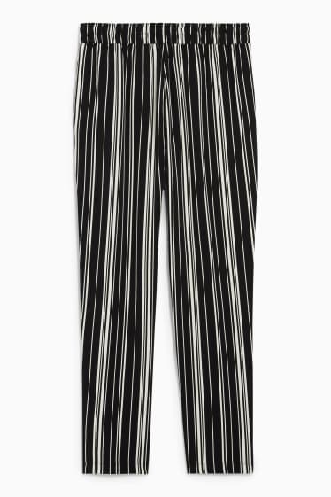 Donna - Pantaloni di stoffa - vita alta - tapered fit - nero / bianco