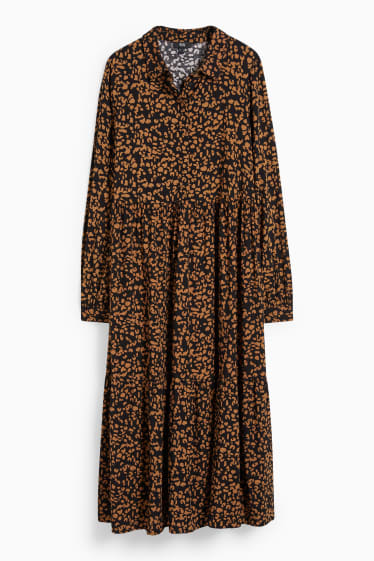 Femmes - Robe-chemisier - à motif - noir / beige