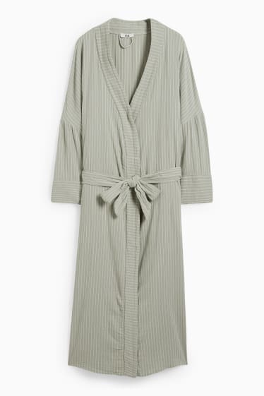 Women - Dressing gown - striped - light green