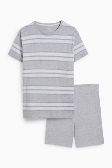 Home - Pijama curt - gris clar jaspiat