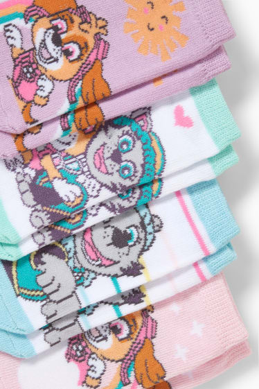 Kinderen: meisjes - Set van 4 paar - Paw Patrol - sneakersokken met motief - wit