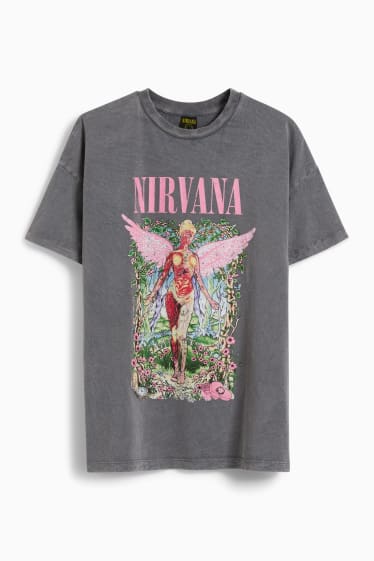 Femei - CLOCKHOUSE - tricou - Nirvana - gri închis