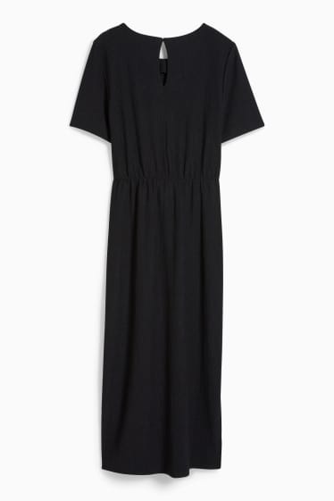 Dames - Fit & flare-jurk met knoop in de stof - zwart