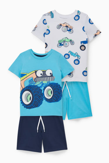 Kinderen: jongens - Set van 2 - shortama - 4-delig - blauw