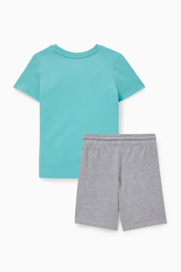 Copii - Băieți - Set - tricou cu mânecă scurtă și pantaloni scurți - 2 piese - turcoaz
