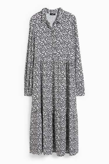 Women - Shirt dress - floral - black / white