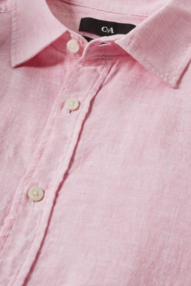 Home - Camisa - regular fit - coll kent - mescla de lli - rosa jaspiat