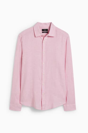 Home - Camisa - regular fit - coll kent - mescla de lli - rosa jaspiat