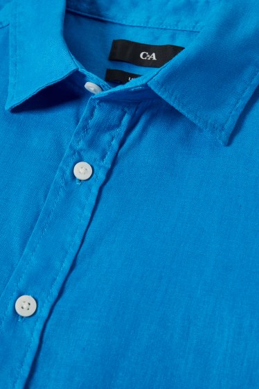 Herren - Hemd - Regular Fit - Kent - Leinen-Mix - blau