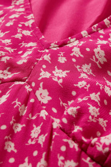 Donna - Vestito di chiffon - a fiori - fucsia