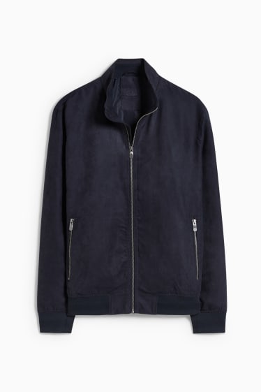 Men - Bomber jacket - faux leather - dark blue