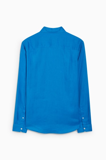 Herren - Hemd - Regular Fit - Kent - Leinen-Mix - blau