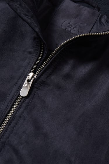 Men - Bomber jacket - faux leather - dark blue