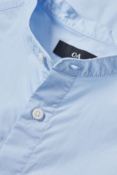 Heren - Overhemd - regular fit - opstaande kraag - lichtblauw