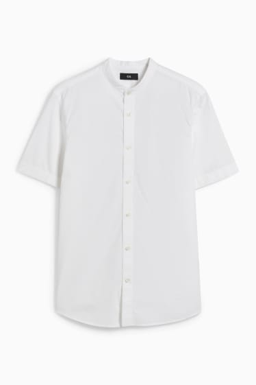 Herren - Hemd - Regular Fit - Stehkragen - weiß