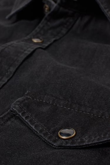 Bărbați - Cămașă din denim - regular fit - guler Kent - denim-gri închis