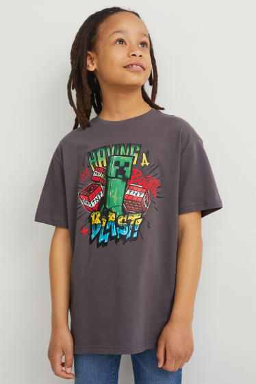 Kinder Jungen - Minecraft - Kurzarmshirt - dunkelgrau