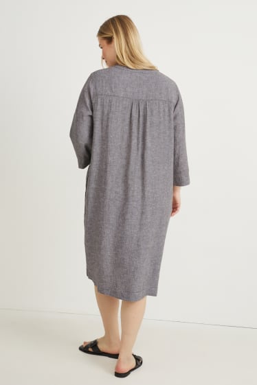 Women - Dress - linen blend - gray-melange