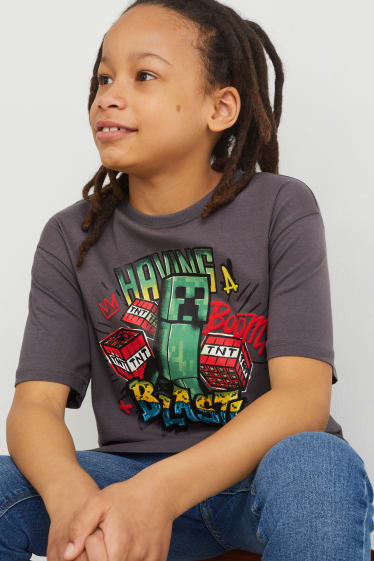 Kinder Jungen - Minecraft - Kurzarmshirt - dunkelgrau