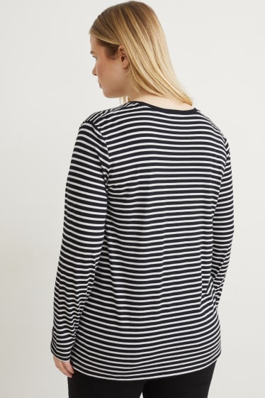 Dames - Longsleeve - gestreept - wit / zwart