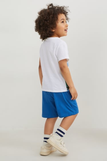 Kinder - Dino - Set - Kurzarmshirt und Shorts - 2 teilig - weiss