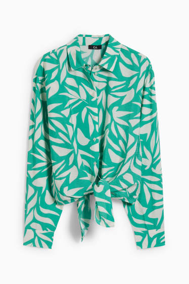 Mujer - Blusa - estampada - verde / blanco roto