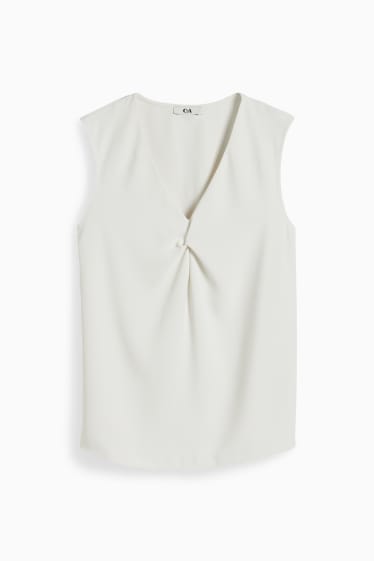 Donna - Blusa smanicata - bianco crema