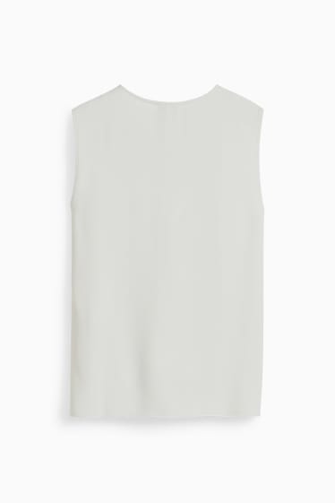 Donna - Blusa smanicata - bianco crema