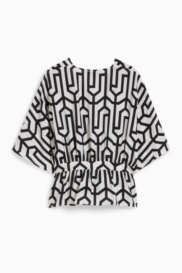Women - Blouse - patterned - black / white