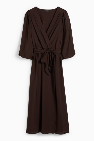 Women - Wrap dress - dark brown