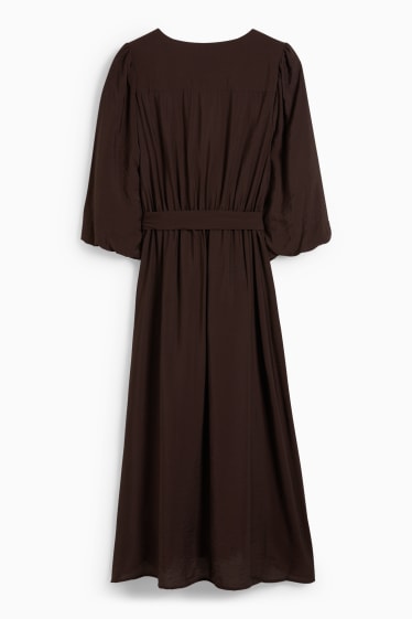 Femmes - Robe croisée - marron foncé