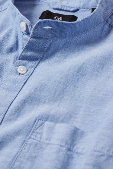 Men - Shirt - regular fit - band collar - light blue