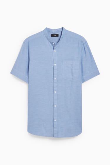 Heren - Overhemd - regular fit - opstaande kraag - lichtblauw
