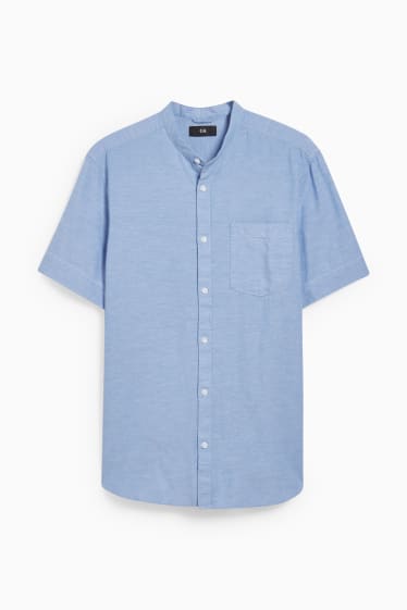 Men - Shirt - regular fit - band collar - light blue