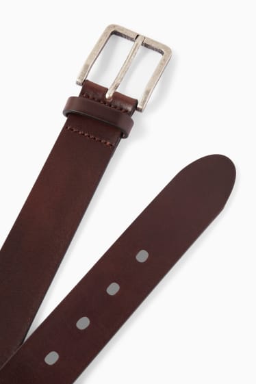 Hommes - Ceinture en cuir - marron foncé