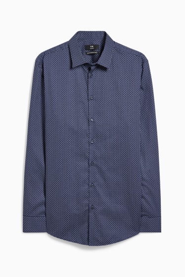 Home - Camisa formal - slim fit - coll kent - fàcil de planxar - blau fosc