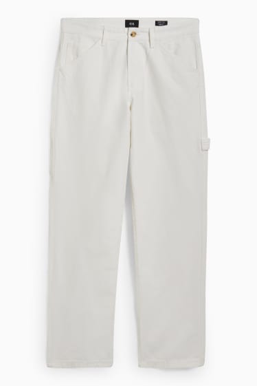 Hommes - Pantalon cargo - coupe relax - blanc crème