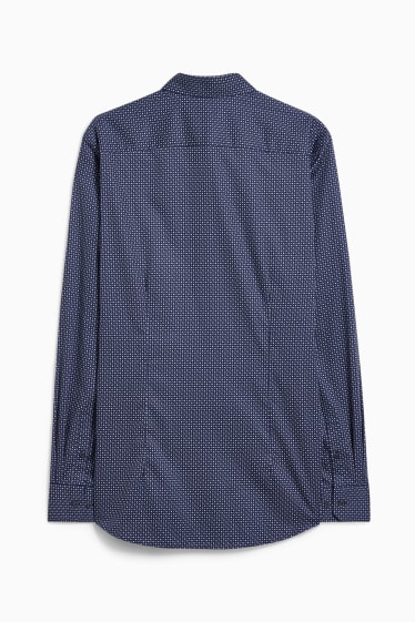 Mężczyźni - Koszula biznesowa - slim fit - kołnierzyk włoski - dobrze się prasuje - ciemnoniebieski