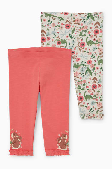 Enfants filles - Lot de 2 - leggings capri - rose